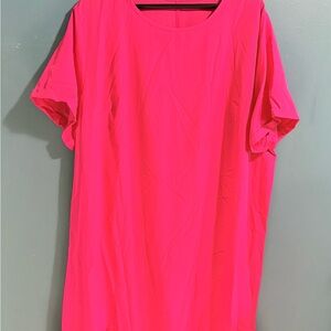 Shein Curve 4XL Pink Ruffle Hem‎ Short Sleeve Casual Dress